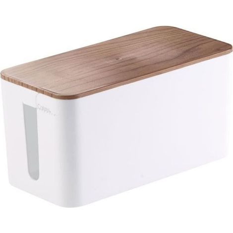 Boîte à câbles - CALLSTEL - Aspect bois de Noyer - 23 cm - Blanc - Plastique - Intérieur - A clipser