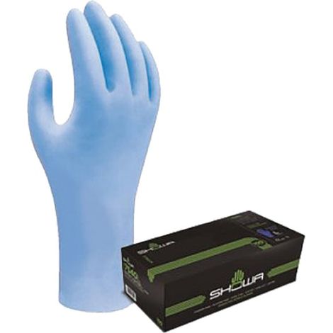 Guante Nitrilo Desechable Showa 7500PF (Caja 100 uds) Azules XL 10XL 10
