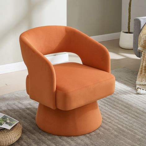Fauteuil pivotant chenille orange compact OKMYHOME (1/5)