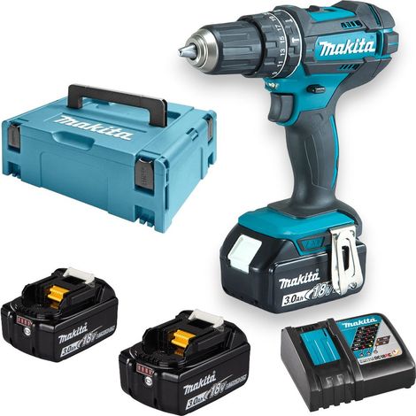 Trapano avvitatore professionale con percussione 2 velocità 18V 3Ah con 3 batterie e valigetta MAKPAC DHP482RF3J (1/5)