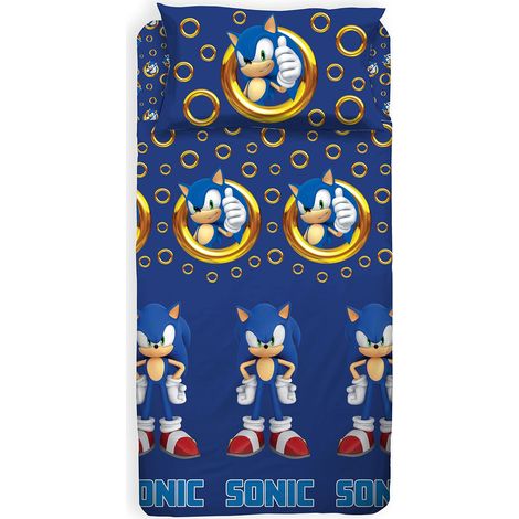 hermet Sonic, Set Lenzuolo Singolo Cameretta, Una Piazza, Completo Letto, Lenzuolo Sopra, Lenzuolo Sotto Con Angoli, Federa, 100% Cotone, Prodotto Ufficiale (1/4)