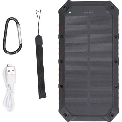 Chargeur Solaire Portable 30000mAh, Power Bank Rapide avec Lampe LED pour Camping et Randonnée