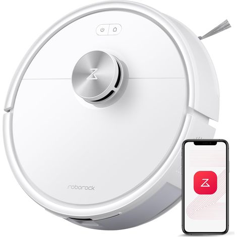Roborock Q7 M5 Saugroboter mit Wischfunktion, 10.000Pa Starker Saugkraft, Dual Anti-Tangle-System, 150Min Laufzeit, LiDAR Navigation, Staubsauger Roboter für Teppich, Tierhaare, APP Steuerung Weiß