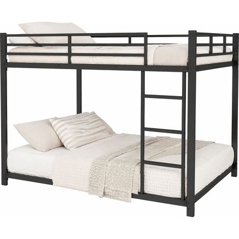 Etagenbett Doppelbett 140×200 cm mit Sicherheitsgeländer, ohne Matratze, aus Metall, Schwarz (1/5)