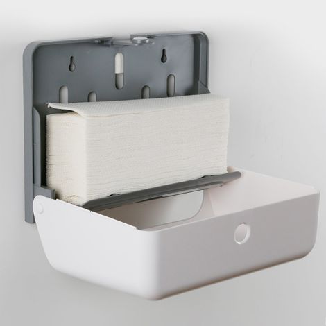 Distributeur de Serviettes en Papier Murale - Support Salle de Bain Solide et Sûr en ABS Brillant pour Toilette (1/5)