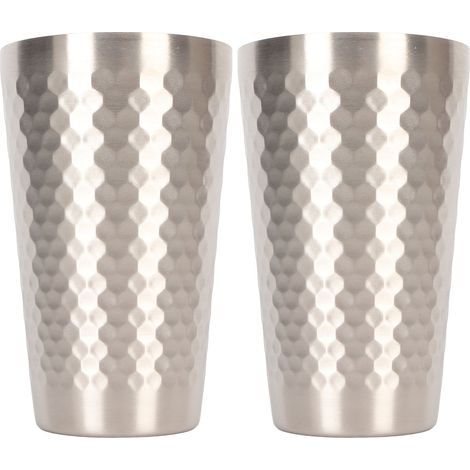 2pcs Gobelets en Acier Inoxydable 450ML Double Paroi Isotherme Martelé pour Café Thé Boisson Froide Extérieur (1/5)