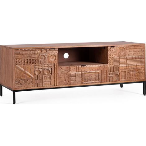 Mobile porta TV "Kindia" in legno di magno massiccio per interno -180 x h 55 cm (1/4)