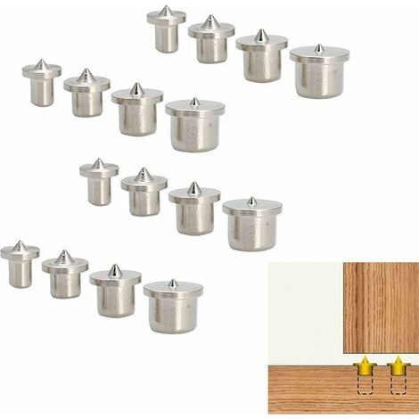 Centreurs de Tourillons Marqueurs de Chevilles Localisateur de Bois Goupilles Pointes de Centrage pour Chevillage Guide de Perçage pour Positionner 6mm 8mm 10mm 12mm 16-pièces (1/4)