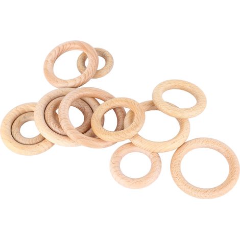 Anneaux de rideaux, crochets, anneaux de suspension, accessoires pour tringle romaine, anneaux de suspension en bois, anneaux multi-usages en bois de hêtre, produits en bois, anneaux dentés, vendus pa (1/5)