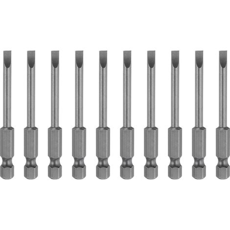 10Pcs Embouts de Tournevis à Fente Magnétiques Sl4 4mm en Acier S2 Embout de Tournevis Plat 1/4" Tige Hexagonale 2,6" de Long (1/5)