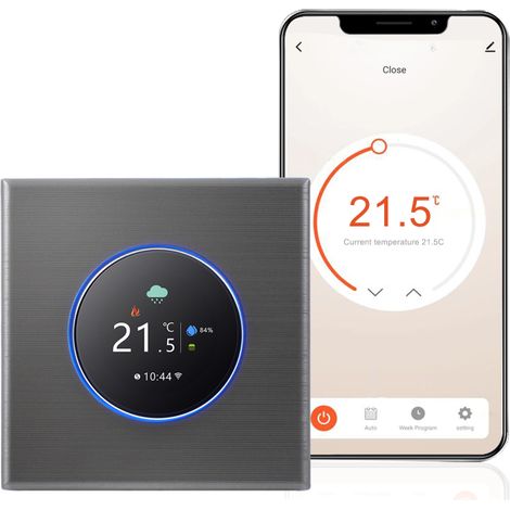 Thermostat intelligent Wi-Fi avec programmation hebdomadaire, commande par bouton, application mobile et commande vocale, compatible avec Google Home, pour chaudière à eau/gaz 5A (1/5)