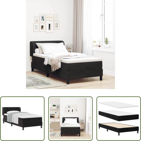 vidaXL Matratze - Boxspringbett mit Matratze Schwarz 90 x 190 cm Samt (1/5)