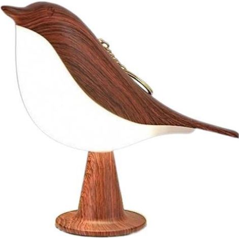 Pie créativedirigéLampe décorative pour voiture, veilleuse oiseau pour chambre à coucher, lampe de table tactile rechargeable, lampe de bureau, couleur acajou (1/4)