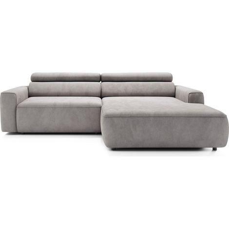 Selsey Fando - Ecksofa mit Schlaffunktion, L-Form, Velours Grau, 252 cm (1/5)