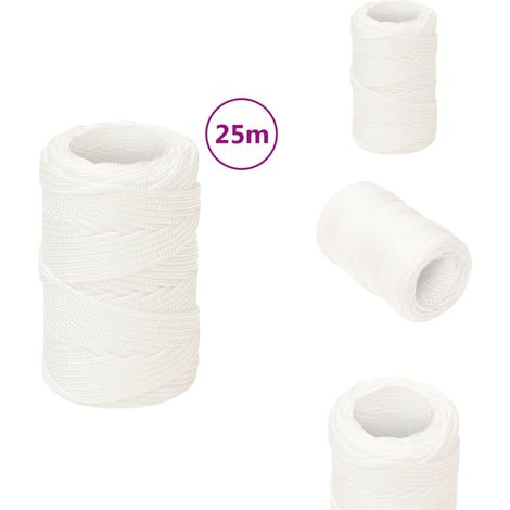 Corde de bateau Blanc complet 2 mm 25 m Polypropylène - Corde De Bateau - Corde Marine - Polypropylène - Corde Tressée - Amarrage (1/5)