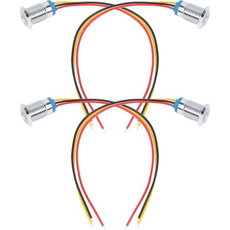 Lot de 4 feux de signalisation LED étanches, polarité négative standard, matériaux industriels, 12 mm, 110-220 V, rouge et jaune (1/5)