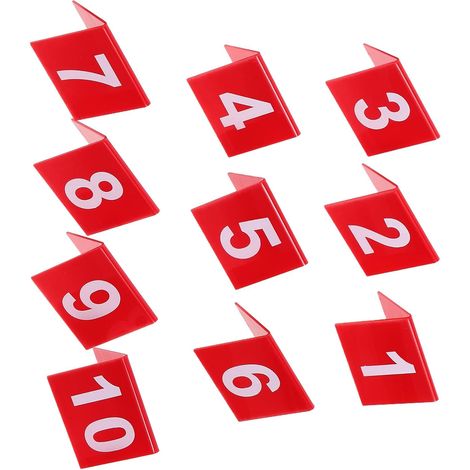 Numéros de table en acrylique double face, lot 10, 5,5 x 6,3 cm, 2 mm d'épaisseur, rouge, pour (1/5)