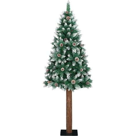 Sapin de Noël  Arbre de Noël mince Vert 180 cm PVC et bois de pin massif (1/5)
