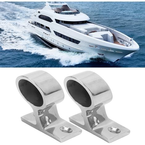 Zwei Handlauf-Montagehalterungen für Yachten, rohrförmiger Sockel aus Edelstahl 316, integrierte 22-mm-Halterungen. (1/5)