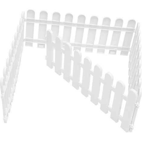 4 Pièces Clôture Décorative, Panneau Blanc Jardin, Barrière Extérieure Paysage, Bordure Pelouse Fleur