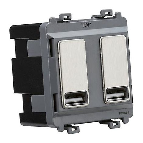 Compatible avec les modules de charge USB doubles (2 positions de grille) 5 V 2,4 A (partagés) - Chrome brossé - GDM016BC (1/5)