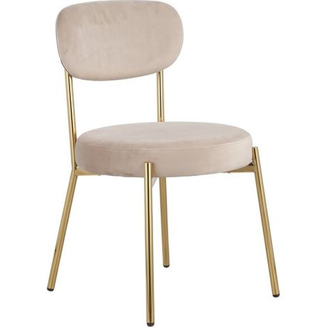 Smith Dining Chair (Set of 2) - Velvet/Metal - L49 x W48 x H80 cm - Loaf/Gold - Full Assembly Needed