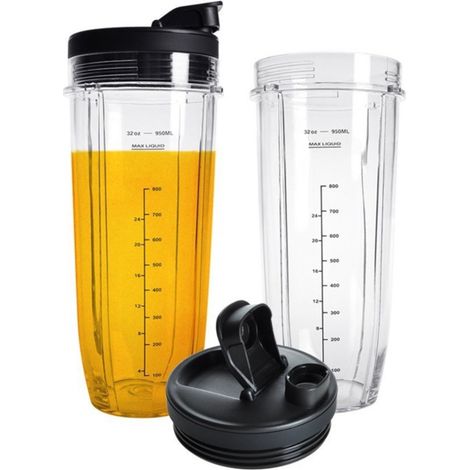 Lot de 2 gobelets de rechange de 710 ml avec couvercle à bec verseur pour les mélangeurs Nutri Ninja Auto IQ Series BL450/BL454/BL456/BL480/BL481 (1/5)