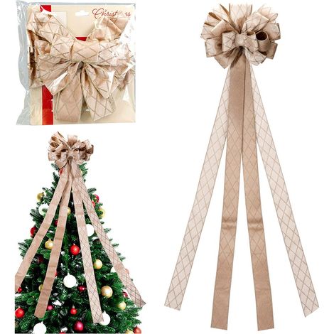 Lazo navideño grande y decorativo para la punta del árbol de Navidad. (1/5)