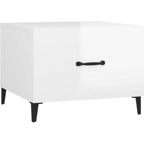 Maison Exclusive - Couchtisch mit Metallbeinen Hochglanz-Weiß 50x