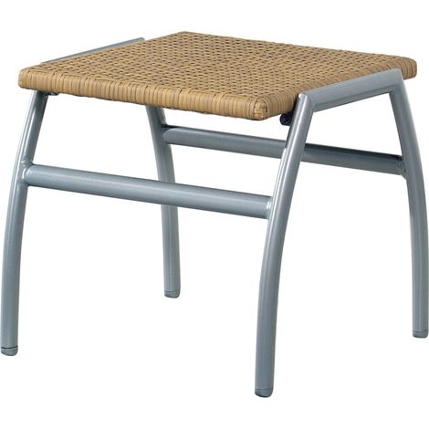 Inko Fußhocker New York Aluminium silber/Geflecht natur Sitzhocker 45,5x51x46 cm