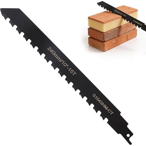 Sabre Saw Blade, 240 mm Sabre Saw Blade Brick, Tungsten Carbide Saw Blade for Cutting Brick Blocking, Cellular Concrete and Fibre Cement (1/5)