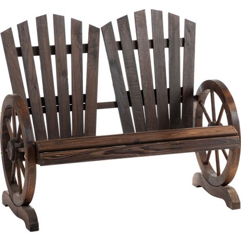 Panchina per il giardino con braccioli, sedile, mobili da giardino, panchina rustica, materiale in legno massello, colore marrone scuro, dimensioni 108 x 66 x 95 cm