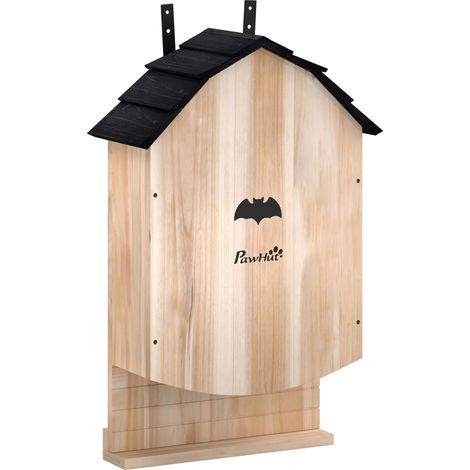 Abri à chauves-souris - PawHut - 3 chambres plus de 15 chauves-souris crochet de suspension arrière - 36,5x16,6x60cm - bois naturel (1/5)