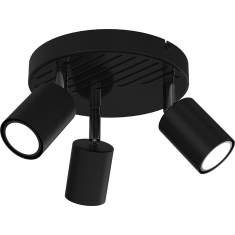 Plafonnier 3 spots orientables rond noir GU10 Terra