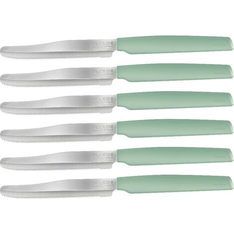 Set 6 Coltelli da Tavola Active Lama Seghettata Verde Menta Pedrini (1/2)
