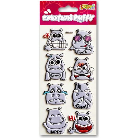 Pegatinas hinchables de hipopótamo de la emoción