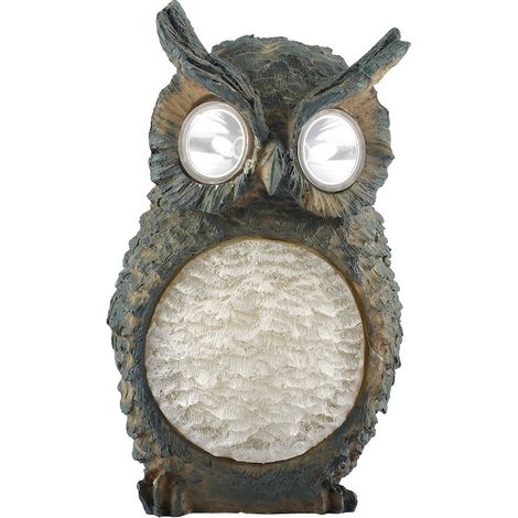Lampe solaire LED en forme de hibou mignon pour jardin, terrasse et allée (blanche) (1/5)