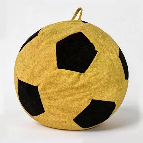 Fußballförmiger Bean Bag Sitzsack in Gelb Schwarz mit Memory Foam Füllung 100 x 80 cm (1/4)