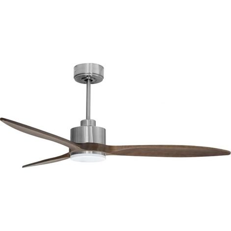 Modulo slim - Super destratificateur et ventilateur DC 132 cm Chrome pales bois sombre avec Lumière 25 à 35 m² (1/5)