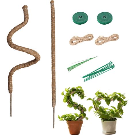 2x100cm Monstera Foam Plant Pole, Flexible Coconut Fiber Trellis with Accessories, Handmade Monstera Plant Support for Outdoor and Indoor Climbing Plants (1/5)