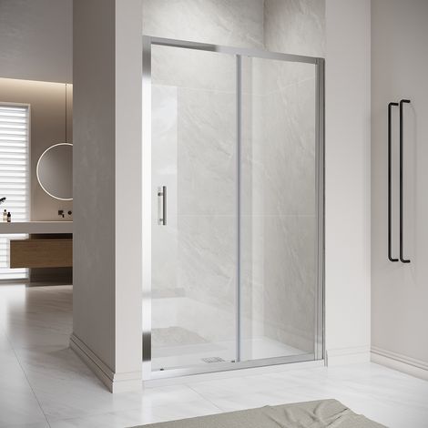 1200x900mm, 6mm Tempered Glass, Aluminium Frame, Sliding Shower Door Modern Bathroom with SMC Tray + Waste Trap