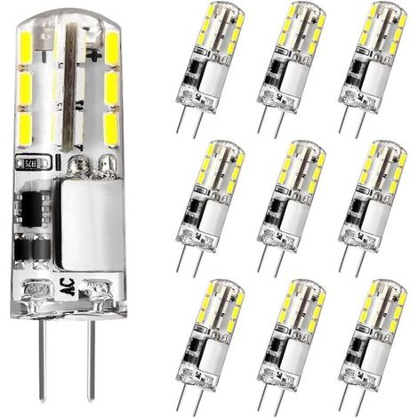 Ampoule G4 LED, 12V 2W Équivalent 20W Ampoule Halogène, Blanc Froid 6000K, 180LM, Sans Scintillement, Ampoule à Économie D'énergie pour Lustre de Hotte Aspirante, Non Dimmable, Lot de 10 [Cla (1/5)