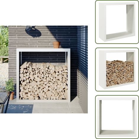 Portant de bois de chauffage blanc 100x40x100 cm acier - Support De Bois De Chauffage - Supports De Bois De Chauffage - Magasin De Bûches - Stockage De Bûches (1/5)