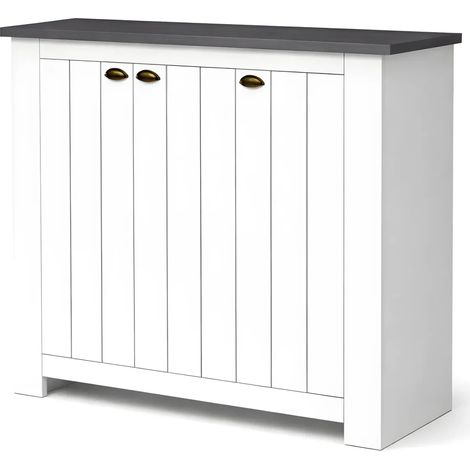 Scarpiera 3 Ante Mobile Ingresso Bianco Report 8 Ripiani 114x42x100 cm