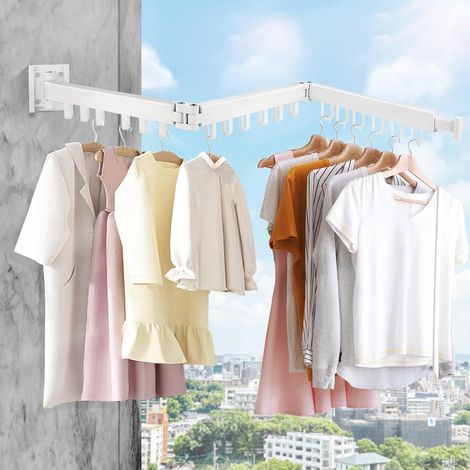 Extendible Wall-Mounted Clothes Airer 120 cm White (1/5)