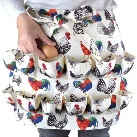 Grembiule per la raccolta delle uova, grembiule da fattoria impermeabile con 12 sacchetti per uova, regolabile per bambini e adulti, raccolta uova di gallina, fattoria, blu, 70 x 5 (1/5)