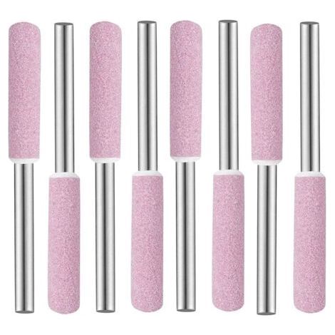 Tête de Polissage de Meulage, 8 pcs Meules Pierres Abrasives,Meule sur Tige, Tige Abrasive,Affûteuses Chainsaw, Limes d'affûtage pour Tronçonneuse 4 mm en Diamant pour Affûter les Tronçonneuses (1/5)