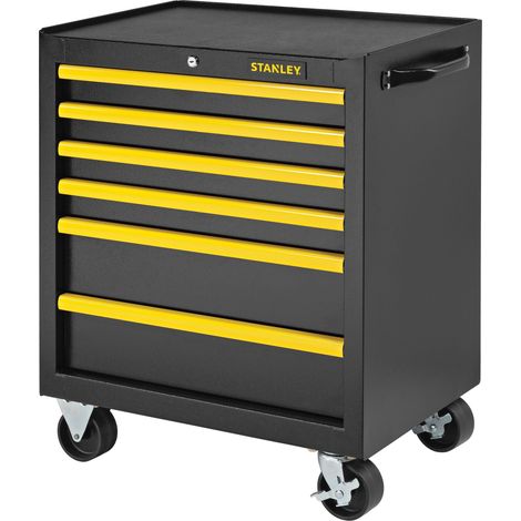 Stanley – Servante d'atelier métal 6 tiroirs – Charge maximale 300 kg – Roues 10x5 cm avec frein – Dimensions 676x460x859mm (1/6)