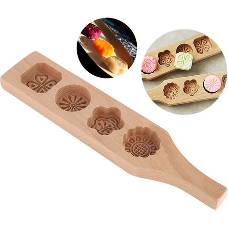 Moule à gâteau de lune en bois, moule à pâtisserie pour la fabrication de gâteaux de haricots mungo glacés, outils de cuisson (2) (1/5)