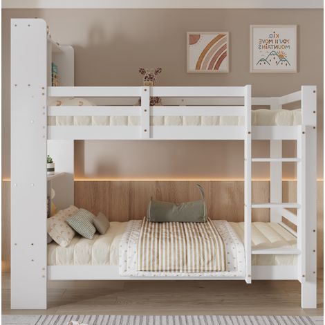 posto letto 90x200 salvaspazio con scaffali bianco OKMYHOME (1/5)